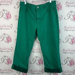 Santana jeans capri cropped jean denim Green teal Cropped Pants capris cuffed